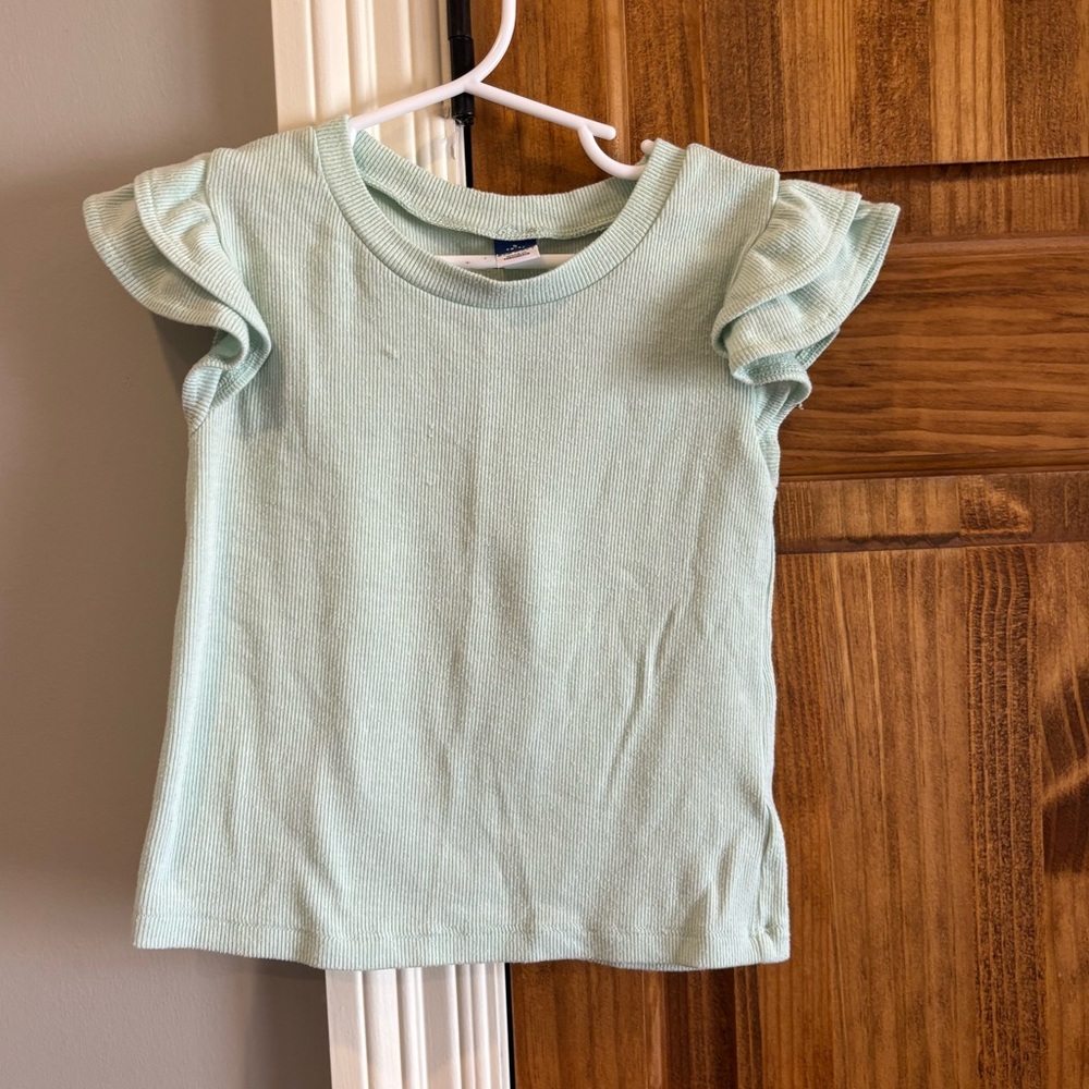 Old Navy Mint Green Ruffle Sleeve Girl’s Top (Size: Small)